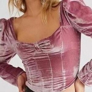 NWOT Free People Bridgette Velvet Top Color Smokey Wings Light Pink Size XL